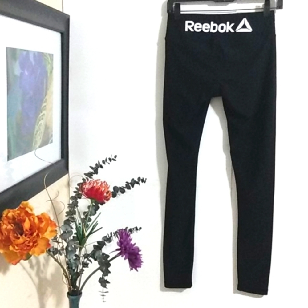 REEBOK Women's Stretch Leggings -  Black Exercise Pants - SIZE Small